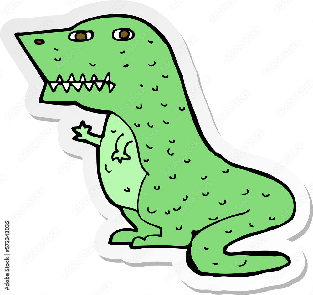 sticker of a cartoon dinosaur