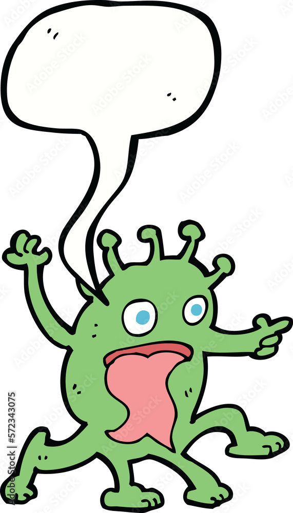 cartoon weird little alien with speech bubble cartoon weird little alien with speech bubble