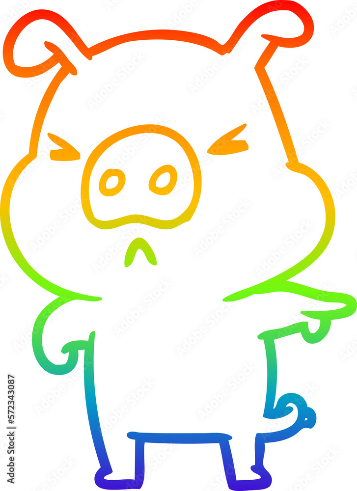 rainbow gradient line drawing angry pig pointing rainbow gradient line drawing angry pig pointing