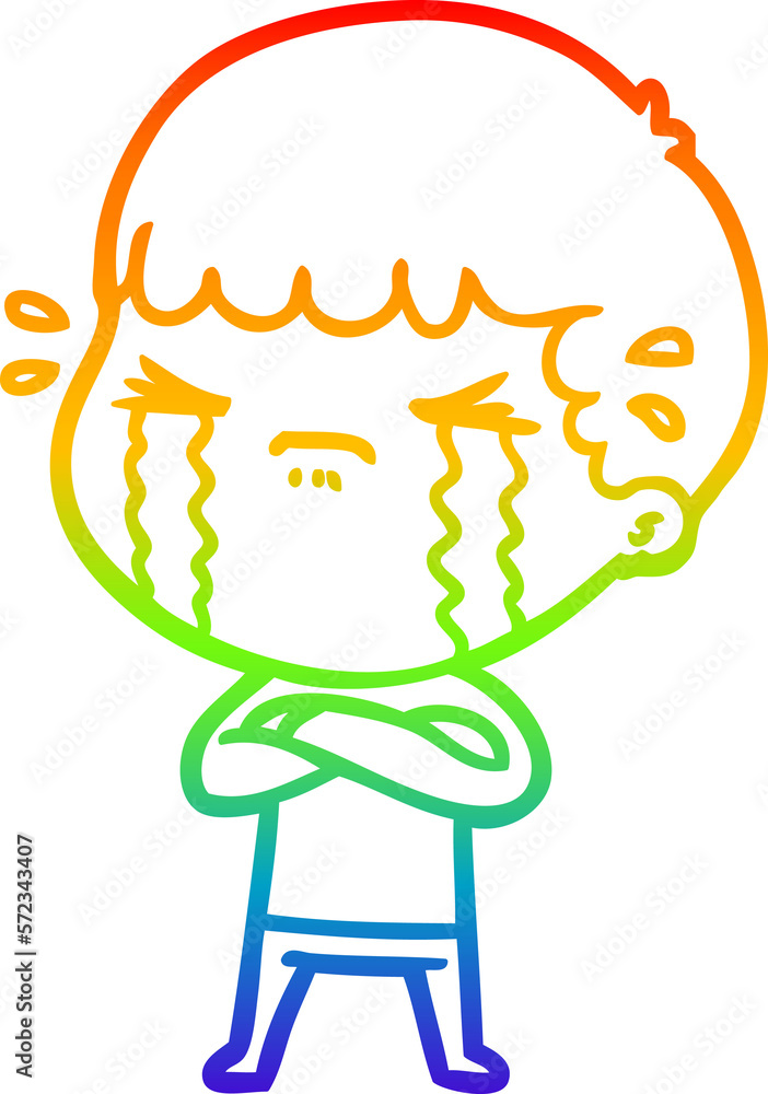 rainbow gradient line drawing cartoon man crying rainbow gradient line drawing cartoon man crying