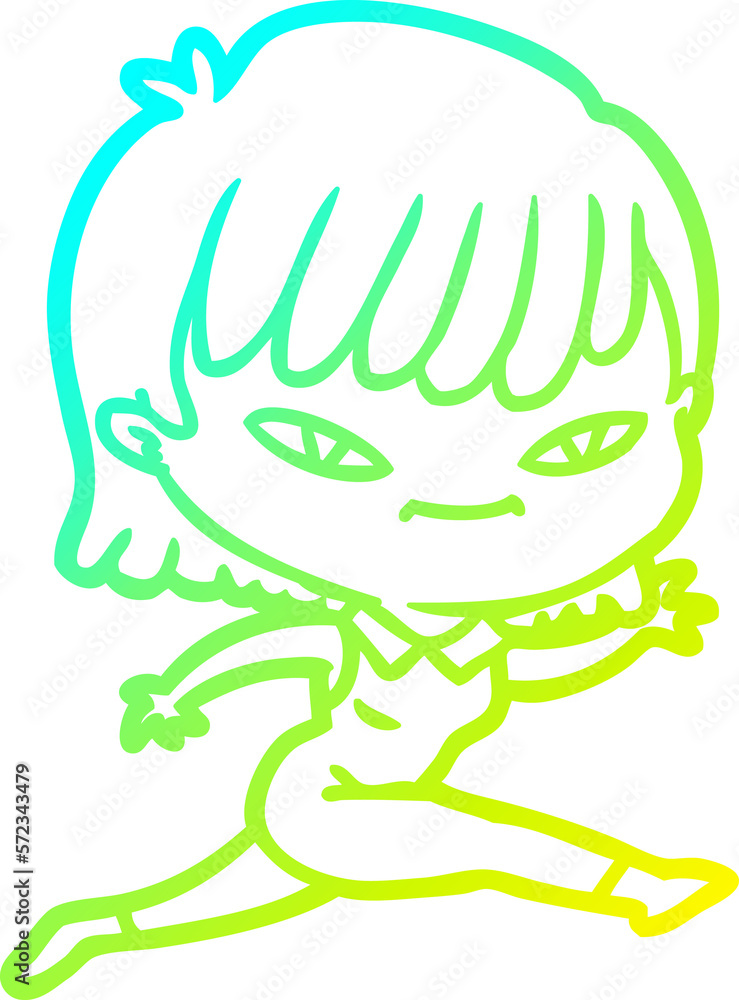 cold gradient line drawing cartoon woman cold gradient line drawing cartoon woman