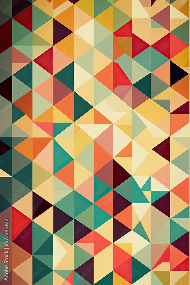 Endless pattern, triangles, pastel Colors. Generative AI. Endless pattern, triangles, pastel Colors. Generative AI.