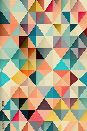 Endless pattern  triangles  pastel Colors. Generative AI.