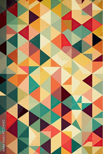 Endless pattern, triangles, pastel Colors. Generative AI.