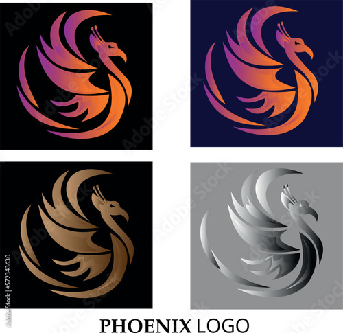 Fototapeta Naklejka Na Ścianę i Meble -  Vector logo illustration phoenix gradient colorful style	