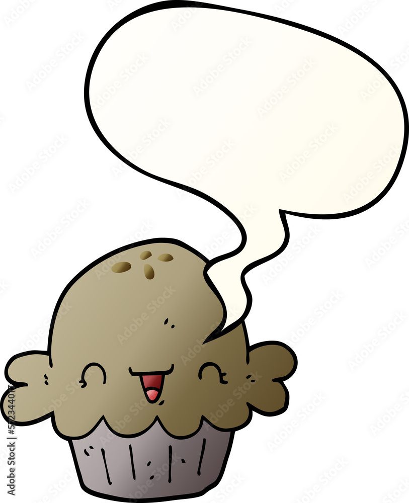 cute cartoon pie and speech bubble in smooth gradient style cute cartoon pie and speech bubble in smooth gradient style
