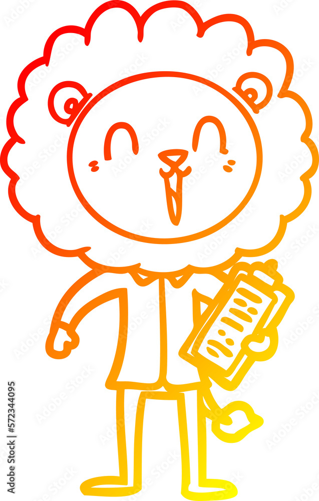warm gradient line drawing laughing lion cartoon warm gradient line drawing laughing lion cartoon