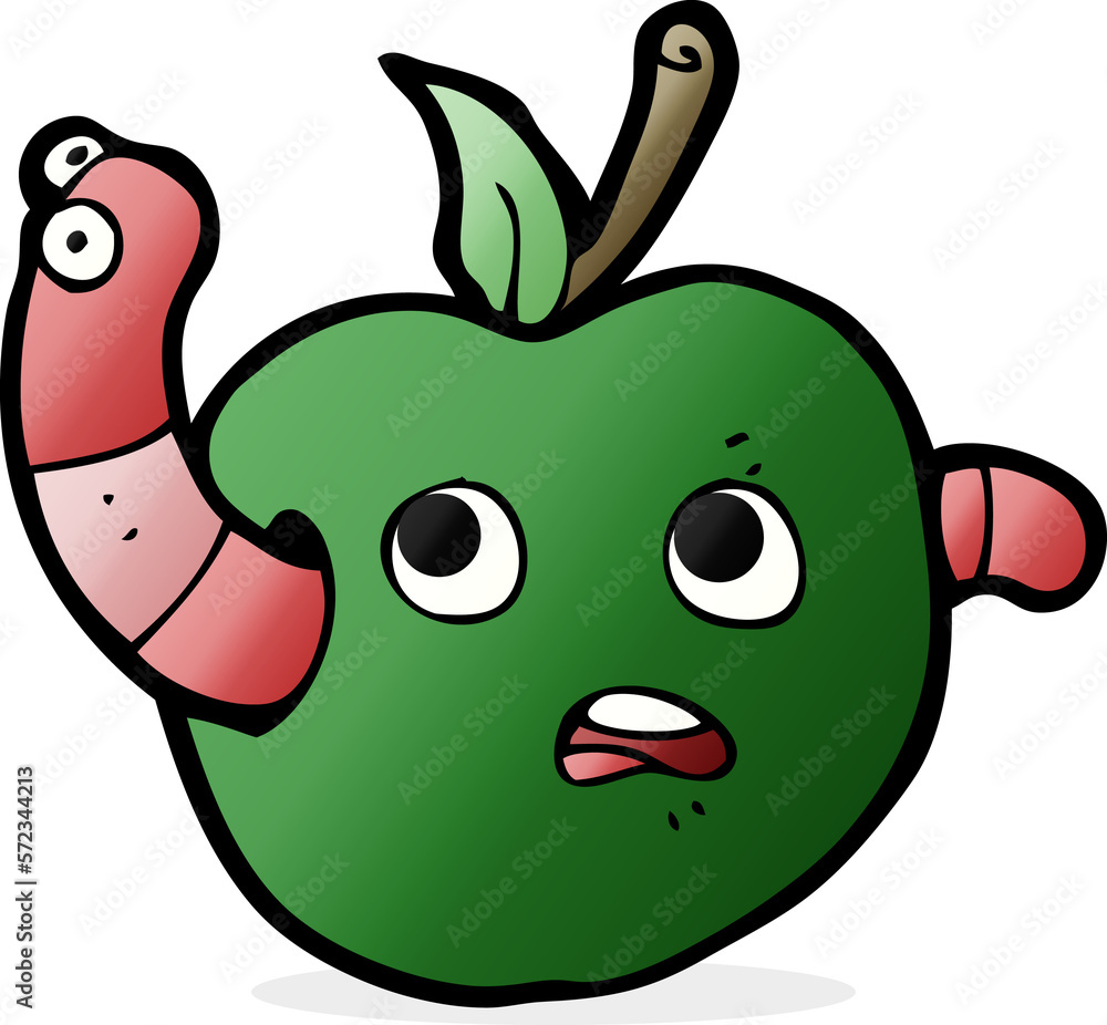 cartooon worm in apple cartooon worm in apple
