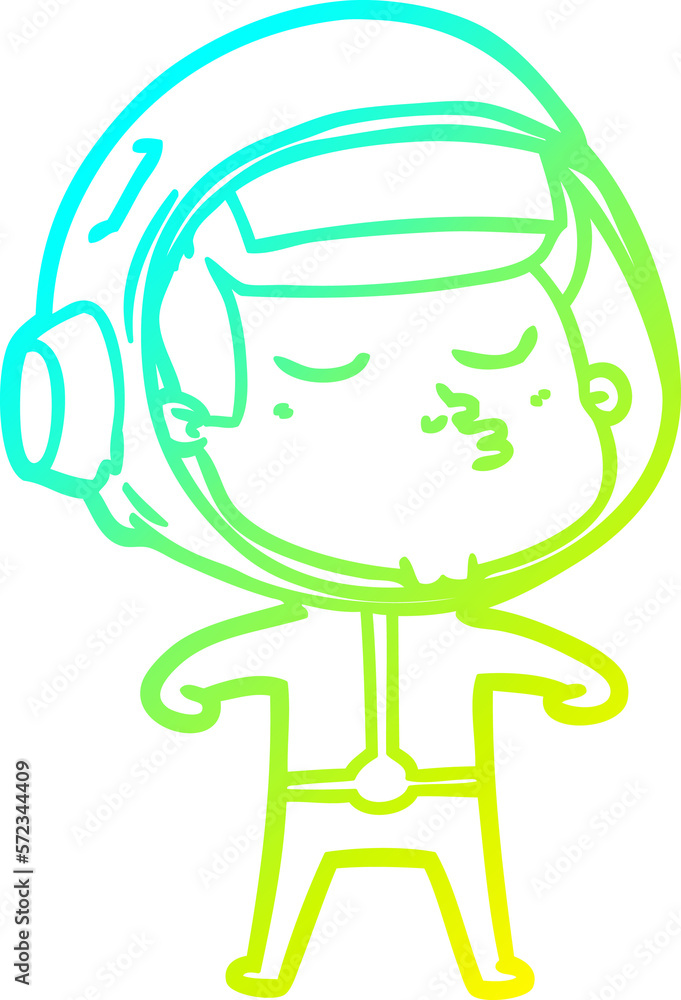 cold gradient line drawing cartoon confident astronaut