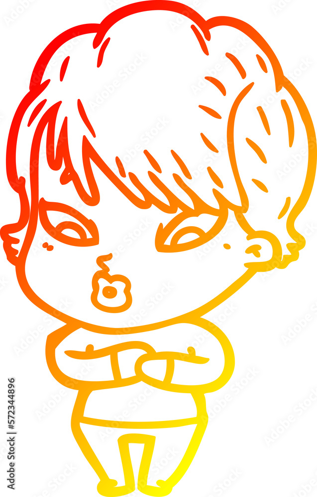 warm gradient line drawing cartoon woman warm gradient line drawing cartoon woman