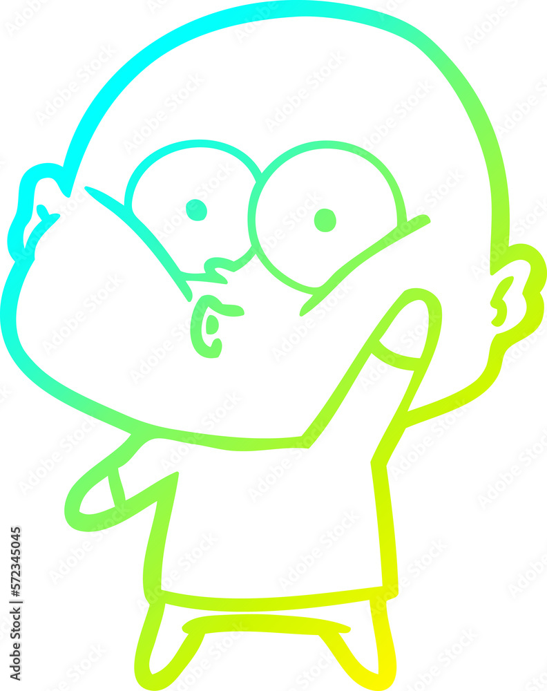 cold gradient line drawing cartoon bald man staring cold gradient line drawing cartoon bald man staring