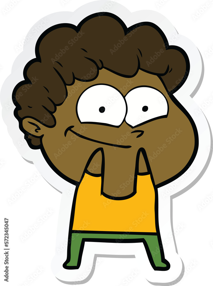 sticker of a cartoon happy man sticker of a cartoon happy man