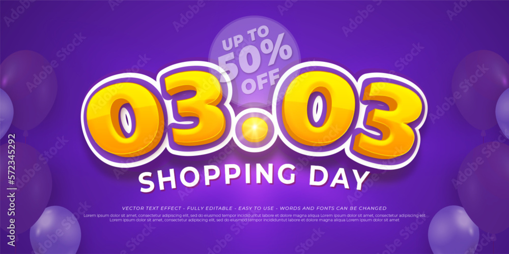 03.03 shopping day sale special discount with 3d style effect