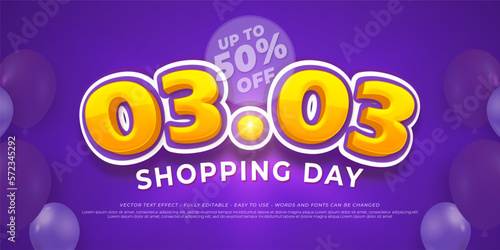 03.03 shopping day sale special discount with 3d style effect