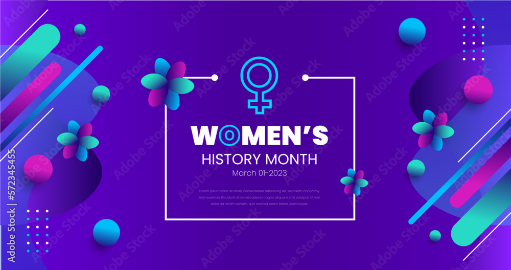 Women's History Month background. Womens History Month banner design. Celebrated annual in March, to mark women’s contribution to history. 