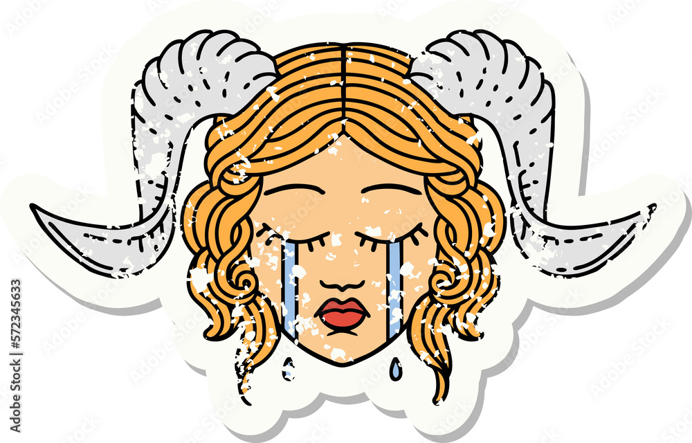 crying tiefling face grunge sticker crying tiefling face grunge sticker