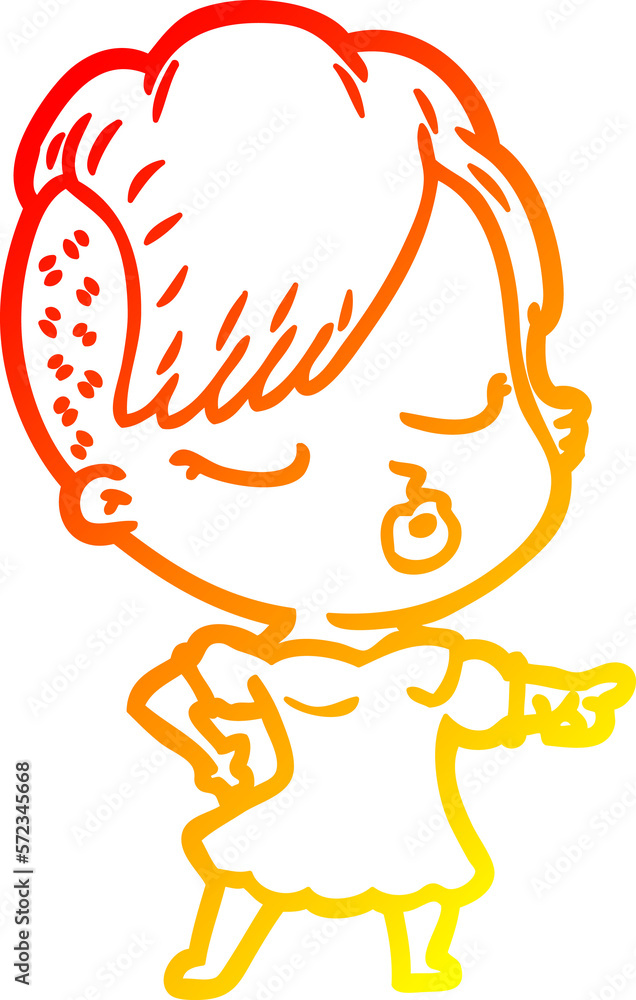 warm gradient line drawing cartoon pretty hipster girl warm gradient line drawing cartoon pretty hipster girl