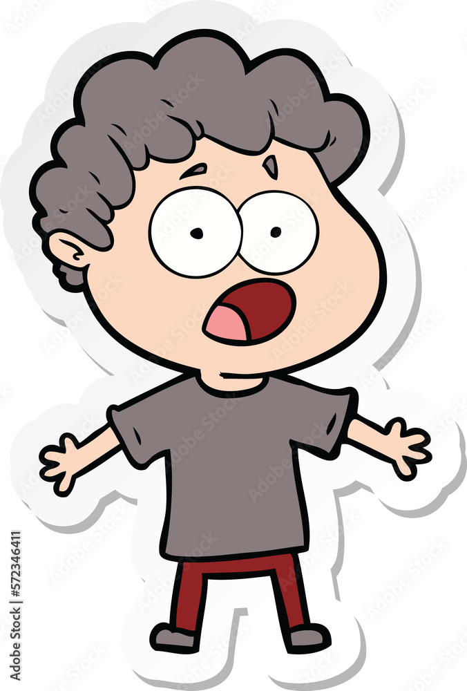 sticker of a cartoon man gasping in surprise sticker of a cartoon man gasping in surprise