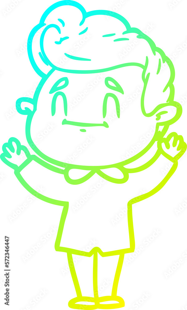 Obraz premium cold gradient line drawing happy cartoon man