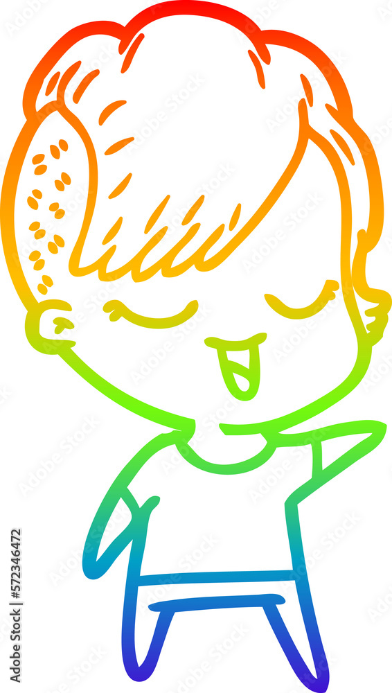 rainbow gradient line drawing happy cartoon girl rainbow gradient line drawing happy cartoon girl