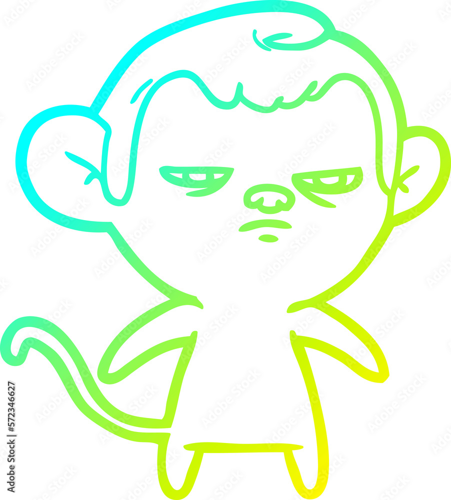 Obraz premium cold gradient line drawing cartoon monkey