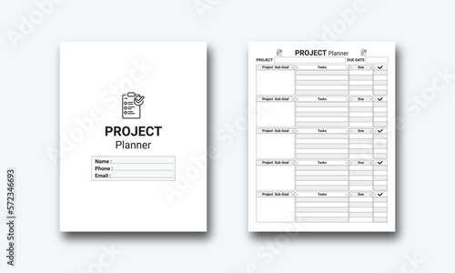 Project and goal planner template.  Project and goal planner template. Vector illustration.