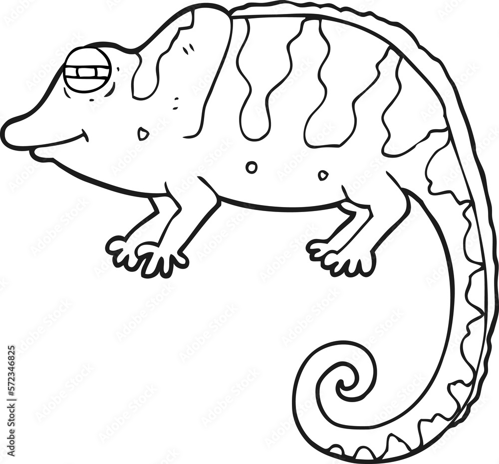 Fototapeta premium black and white cartoon chameleon