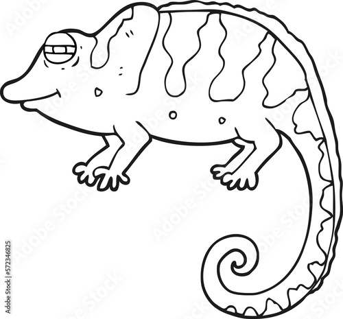 black and white cartoon chameleon