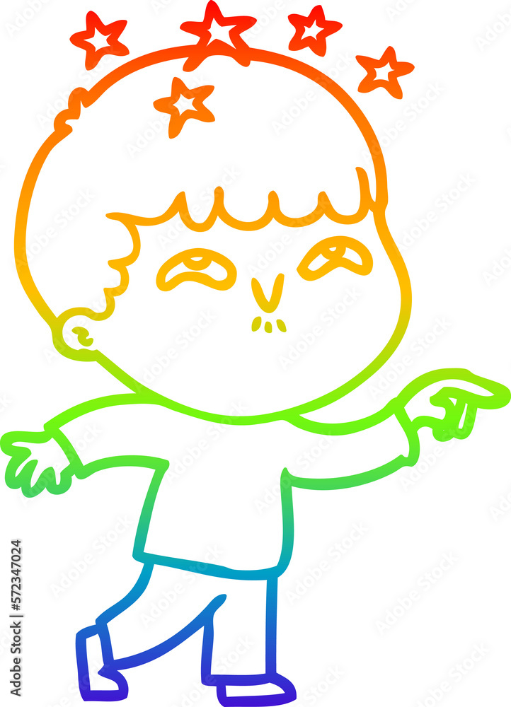 rainbow gradient line drawing cartoon amazed boy rainbow gradient line drawing cartoon amazed boy