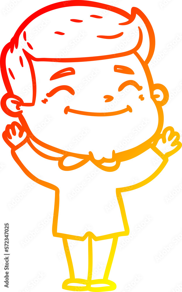 warm gradient line drawing happy cartoon man