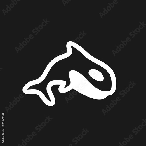 orca simple line icon logo vector design, modern logo pictogram design of killer whale fish simple and minimal design