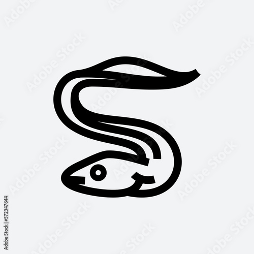 simple eel line icon logo vector design. Eel fish icon. Black line vector isolated icon on white background. moray eel vector 