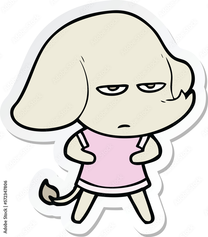sticker of a annoyed cartoon elephant