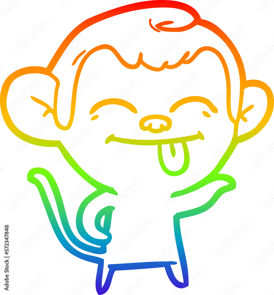 rainbow gradient line drawing funny cartoon monkey rainbow gradient line drawing funny cartoon monkey