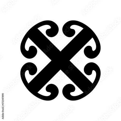 Initial letter T, T4 or X logo template with ornamental cross illustration in flat design monogram symbol