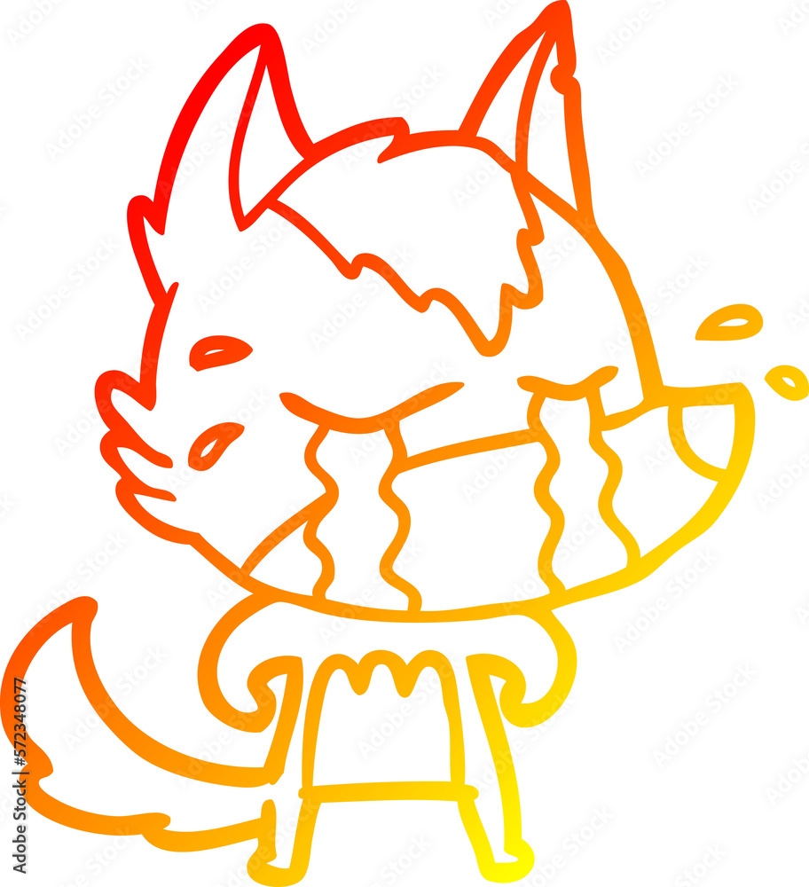 warm gradient line drawing cartoon crying wolf warm gradient line drawing cartoon crying wolf