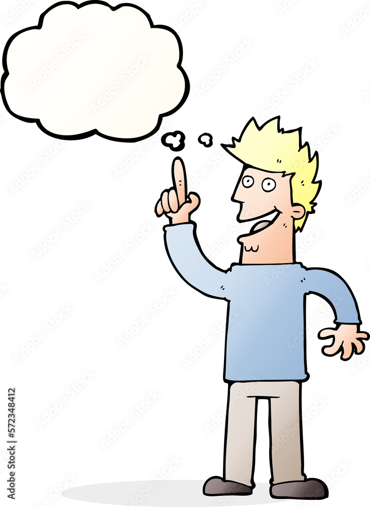 cartoon man with great new idea with thought bubble cartoon man with great new idea with thought bubble