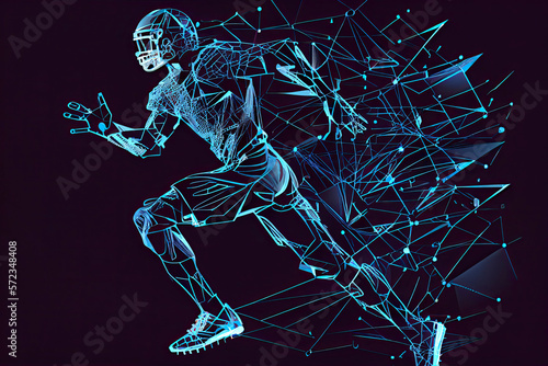 Abstract American football player in action from lines and triangles © surassawadee