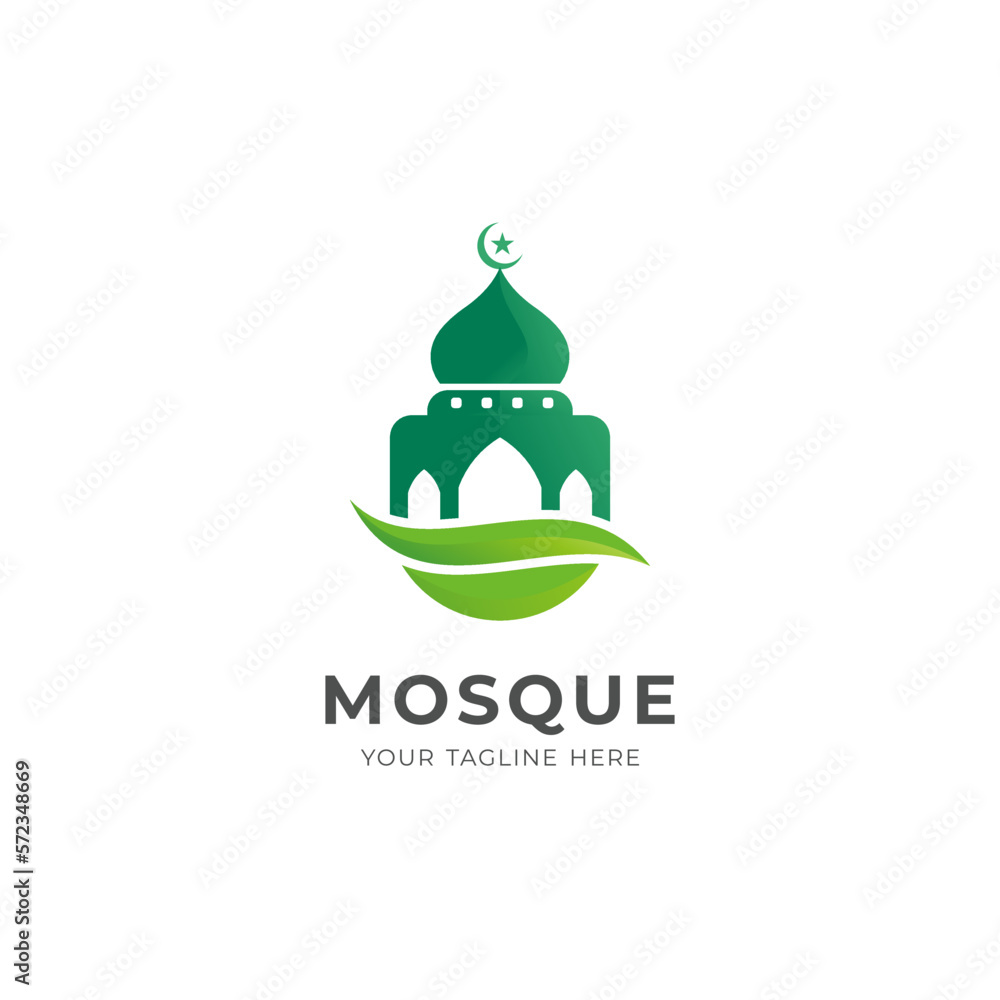simple modern green mosque logo design vector simple modern green mosque logo design vector