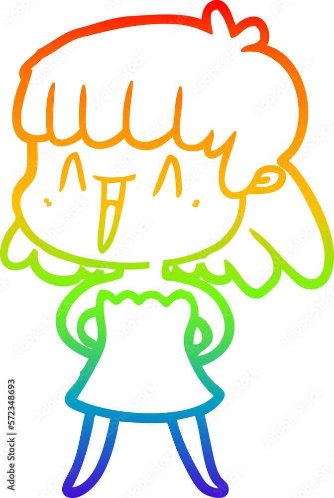 rainbow gradient line drawing cartoon woman rainbow gradient line drawing cartoon woman