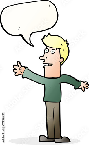 cartoon man reaching with speech bubble