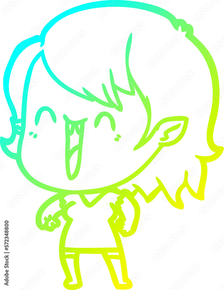 cold gradient line drawing cute cartoon happy vampire girl cold gradient line drawing cute cartoon happy vampire girl