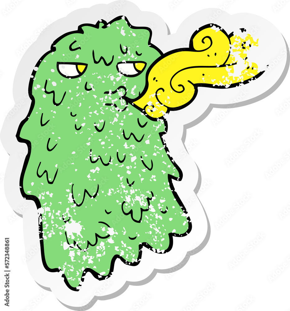 retro distressed sticker of a cartoon gross ghost retro distressed sticker of a cartoon gross ghost
