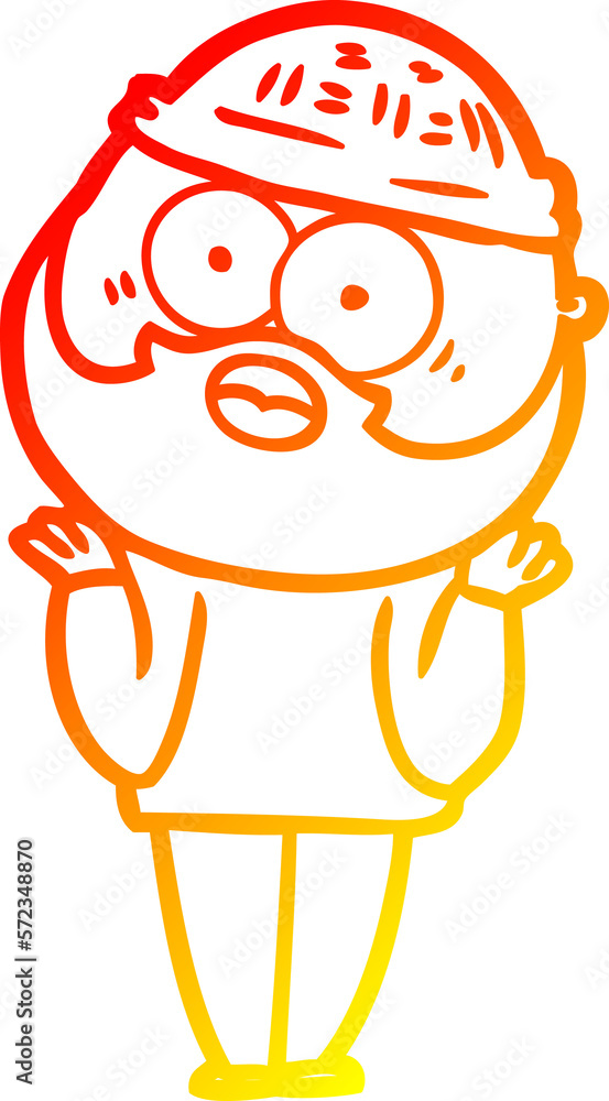 Fototapeta premium warm gradient line drawing cartoon bearded man