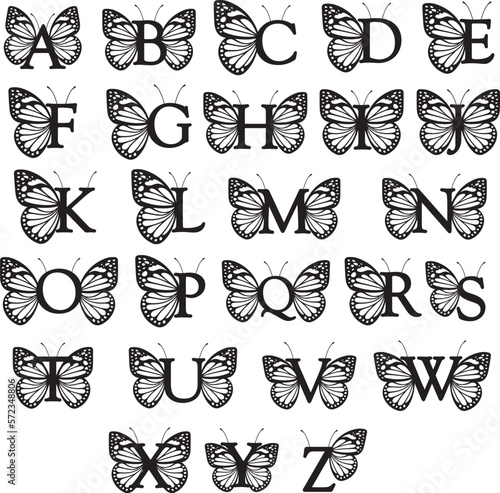 Butterfly split monogram frame. Clipart image