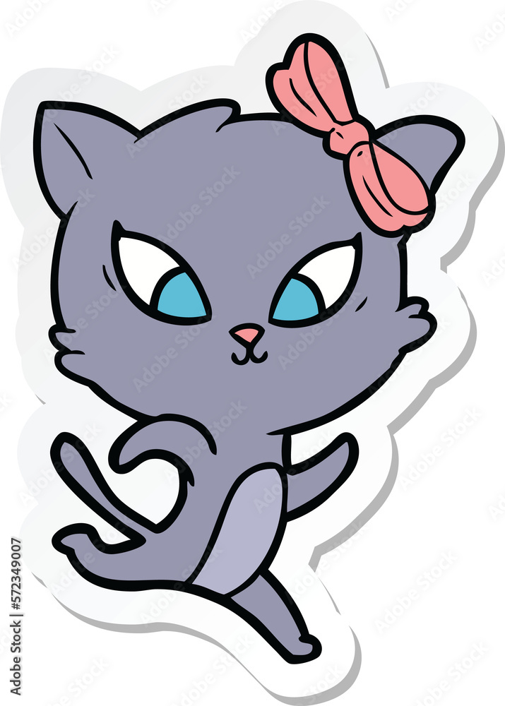 sticker of a cartoon cat