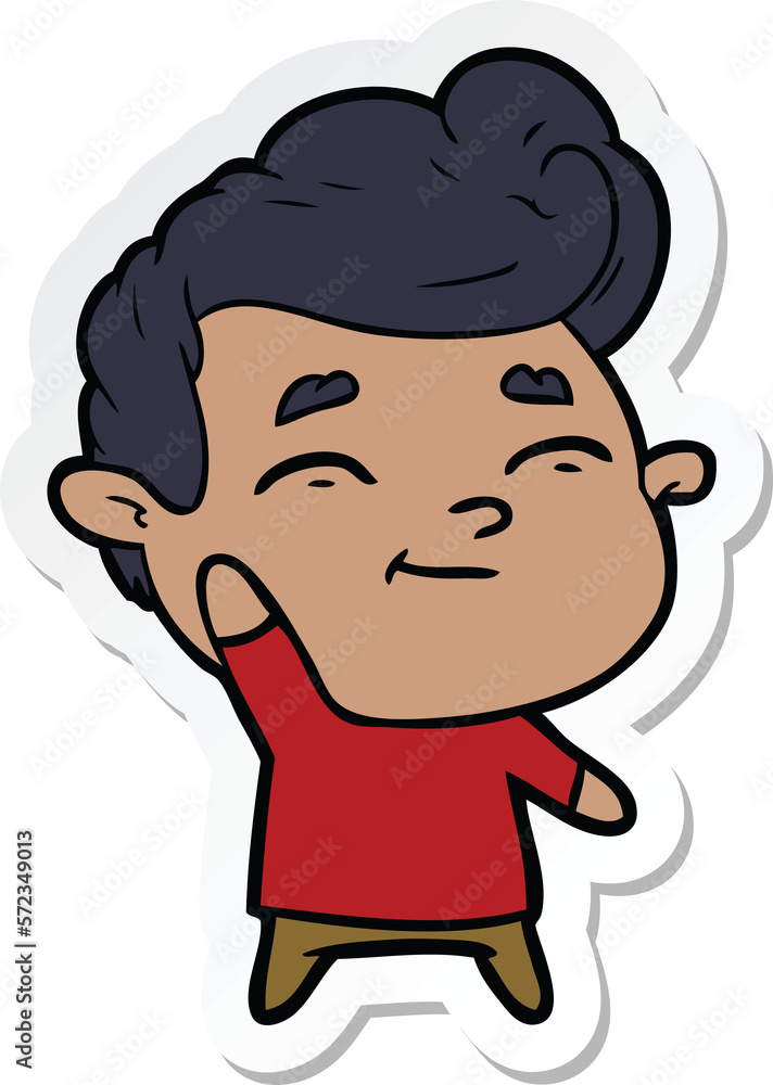 sticker of a happy cartoon man sticker of a happy cartoon man