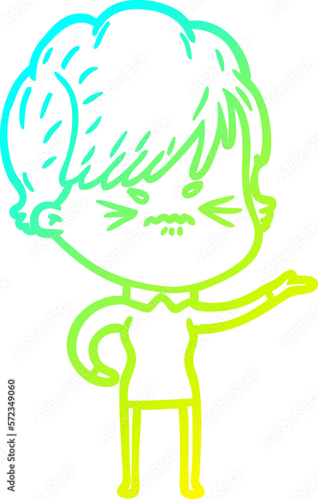 cold gradient line drawing cartoon frustrated woman cold gradient line drawing cartoon frustrated woman