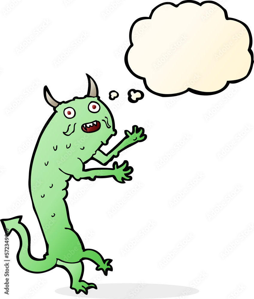 cartoon devil with thought bubble