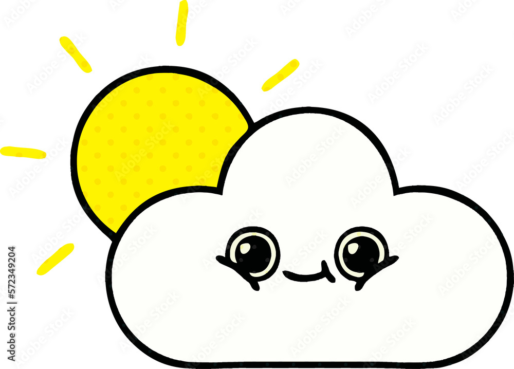 comic book style cartoon sun and cloud comic book style cartoon sun and cloud